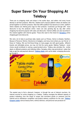 Super Saver On Your Shopping At Telebuy