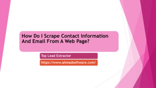 How Do I Scrape Contact Information And Email From A Web Page?