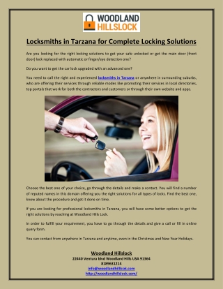 Locksmiths in Tarzana for Complete Locking Solutions