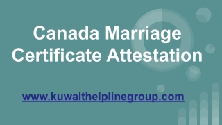 Canada Marriage certificate attestation