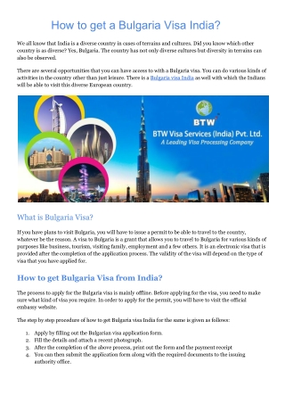 Bulgaria Visa India