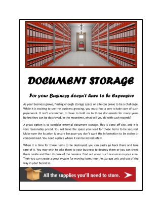 Document Storage for your Business doesn’t have to be Expensive