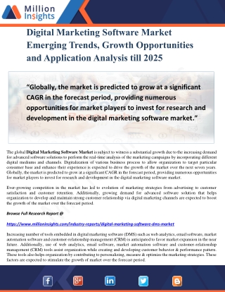 Digital Marketing Software Market Emerging Trends, Growth Opportunities and Application Analysis till 2025