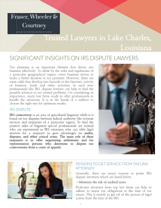 Significant Insights On IRS Dispute Lawyers