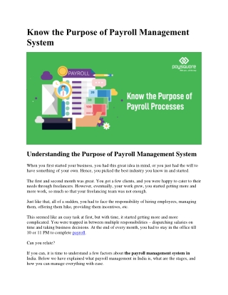 Know the Purpose of Payroll Management System