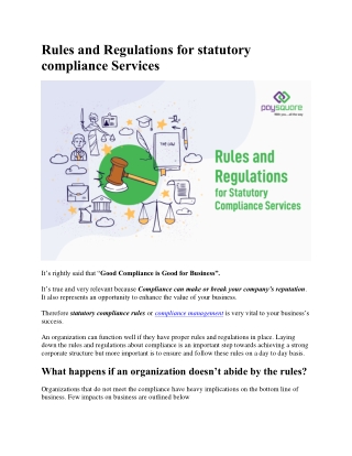 Rules and Regulations for statutory compliance Services