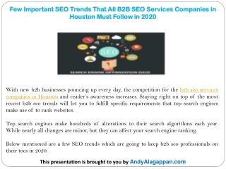 Few Important SEO Trends That All B2B SEO Services Companies in Houston Must Follow in 2020