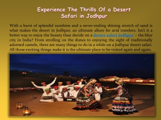 Experience The Thrills Of a Desert Safari in Jodhpur