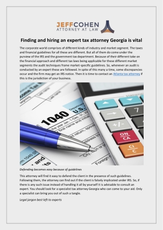Finding and hiring an expert tax attorney Georgia is vital