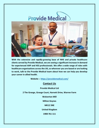 Allied Health Professionals - Provide Medical Ltd