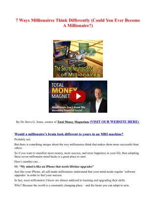 Free eBook: Do you want the mind skills of a millionaire?
