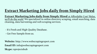 Extract Marketing Jobs daily from Simply Hired