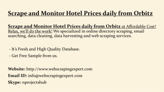 Scrape and Monitor Hotel Prices daily from Orbitz