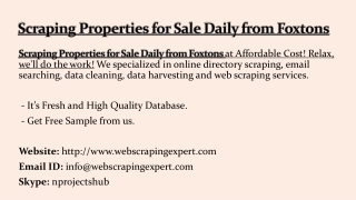 Scraping Properties for Sale Daily from Foxtons
