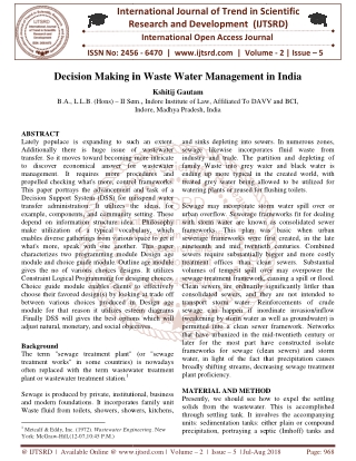 Decision Making in Waste Water Management in India