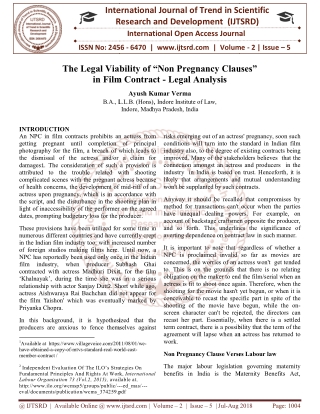 The Legal Viability of "Non Pregnancy Clauses" in Film Contract Legal Analysis