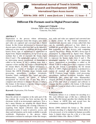 Different File Formats used in Digital Preservation