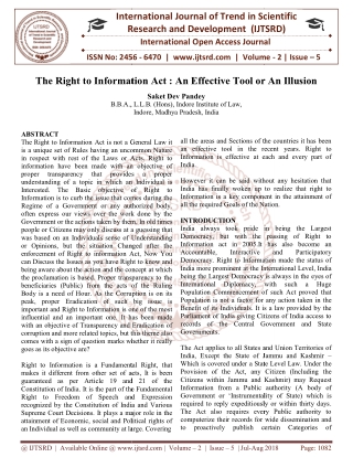The Right to Information Act An Effective Tool or An Illusion