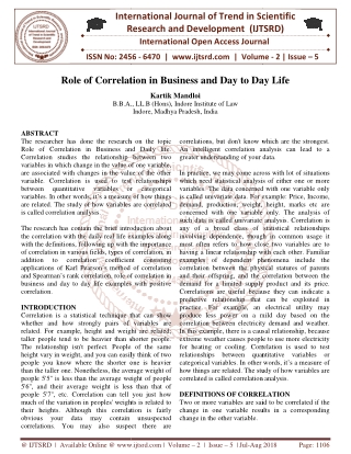 Role of Correlation in Business and Day to Day Life