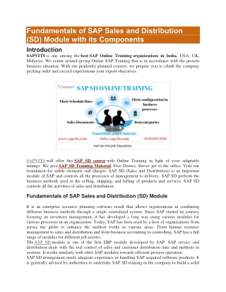 SAP SD PDF | SAP SD Training Material