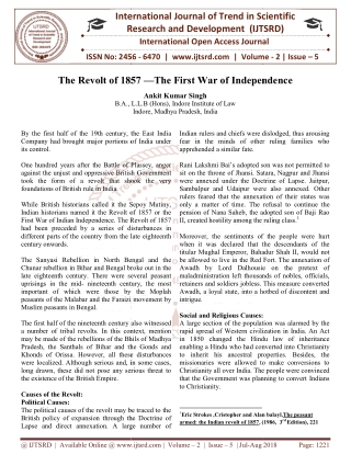 The Revolt of 1857 -The First War of Independence