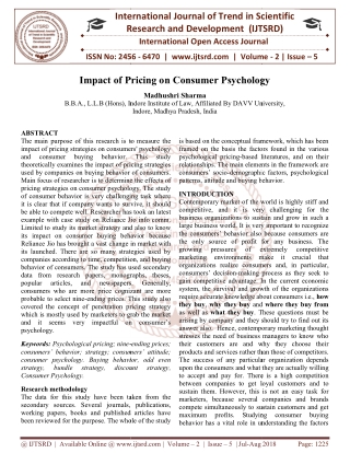 Impact of Pricing on Consumer Psychology