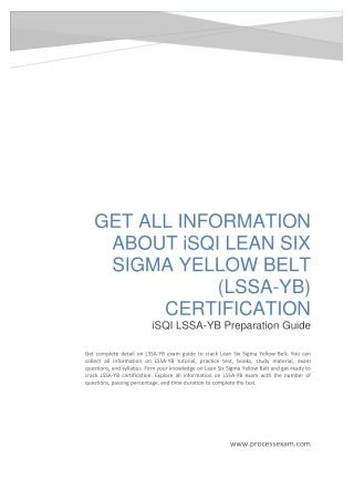 Get All Information About iSQI Lean Six Sigma Yellow Belt (LSSA-YB) Certification