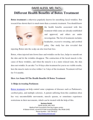 Different Health Benefits of Botox Treatment 