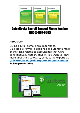 QuickBooks Payroll Support Phone Number 1(855)-907-0605