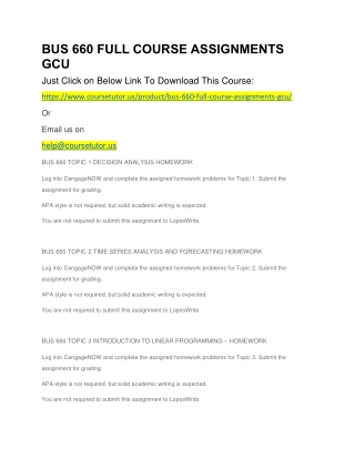 BUS 660 FULL COURSE ASSIGNMENTS GCU