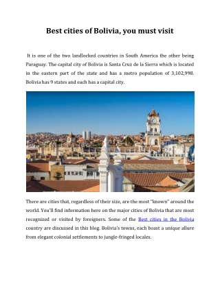 Best cities of Bolivia, you must visit
