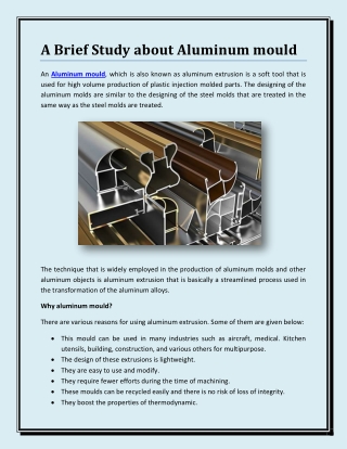 A Brief Study about Aluminum mould