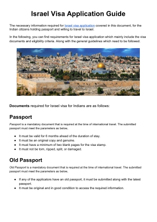 Israel visa requirements