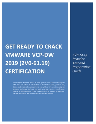 Get Ready to Crack VMware VCP-DW 2019 (2V0-61.19) Certification