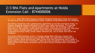 ACE Divino Stress Free Home Start at 34.55* Lacs Onwards Call - 8744000006