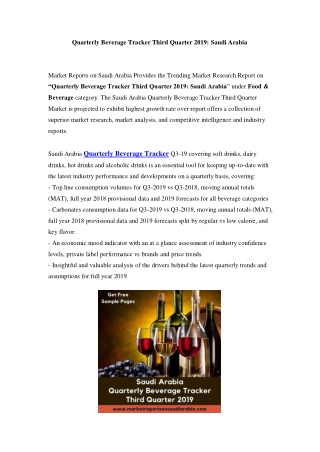 Quarterly Beverage Tracker Market in Saudi Arabia: Key Trends and Opportunities to 2019