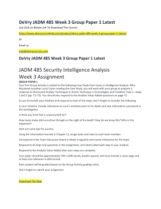 DeVry JADM 485 Week 3 Group Paper 1 Latest