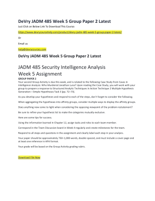 DeVry JADM 485 Week 5 Group Paper 2 Latest