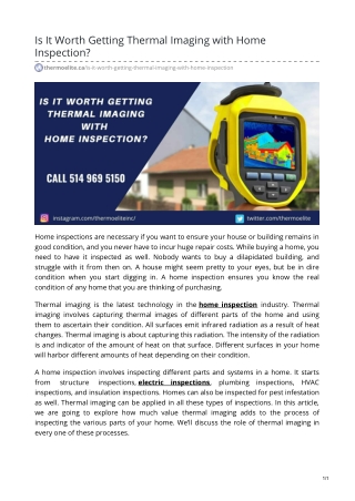 Is It Worth Getting Thermal Imaging with Home Inspection?