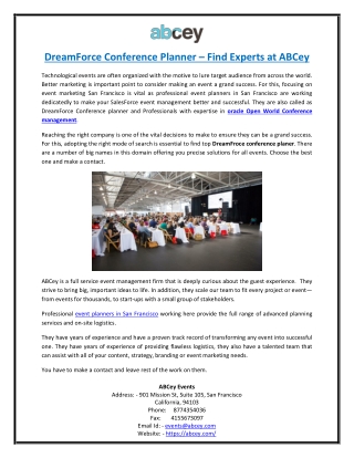 DreamForce Conference Planner – Find Experts at ABCey