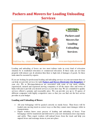 Packers and Movers for Loading Unloading Services