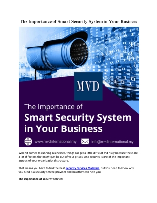 The Importance of Smart Security System in Your Business