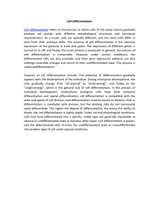 Cell Differentiation