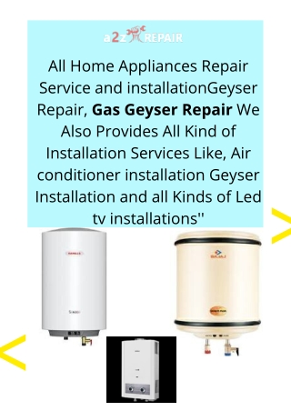 Geyser Repair, Gas Geyser Repair