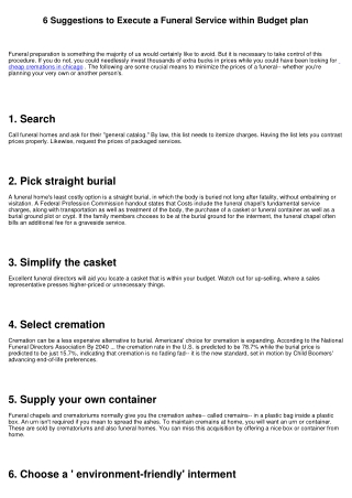 6 Ideas to Perform a Funeral within Budget plan