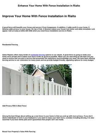 Beautify Your House With Fence Installation in Rialto