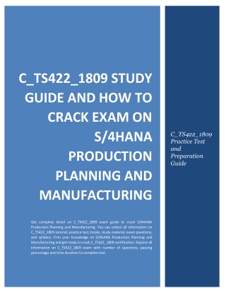 C_TS422_1809 Study Guide and How to Crack Exam on S/4HANA Production Planning and Manufacturing