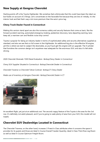 Chevy SUV Dealership Found in CT