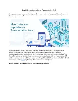 How Cities Can Capitalise on Transportation Tech
