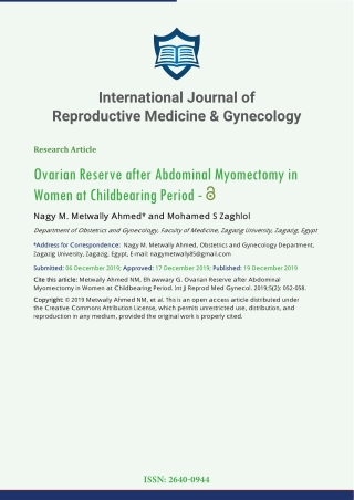 International Journal of Reproductive Medicine & Gynecology